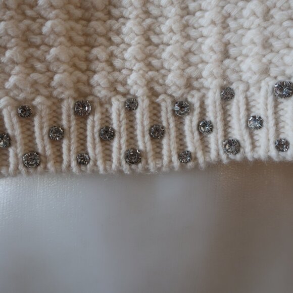Womens ba&sh 100% Wool Cream Knit Sweater W/Silver Rhinestones Details Size XS - Picture 6 of 10